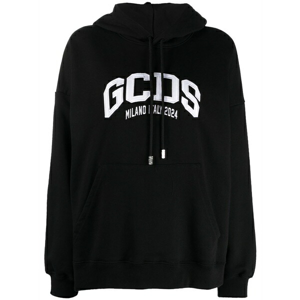 ジーシーディーエス レディース パーカー・スウェットシャツ アウター Lounge logo cotton hoodie Black