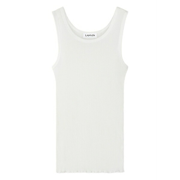 ランバン メンズ カットソー トップス Pleated jersey tank top White｜asty