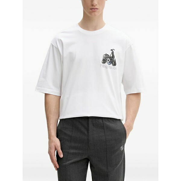 フィリングピース メンズ Tシャツ トップス Boxy chrome fruit logo-print t-shirt White｜asty