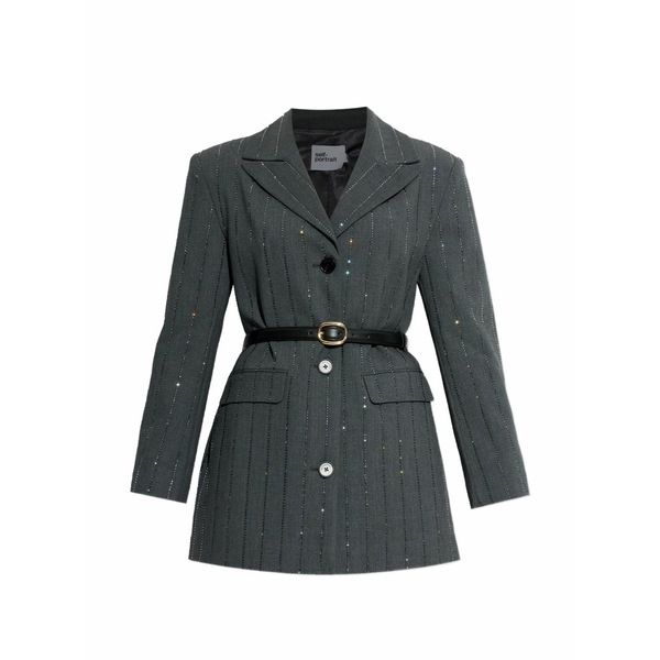セルフ・ポートレイト レディース ジャケット＆ブルゾン アウター Rhinestone-embellished belted blazer Grey｜asty 102,190円