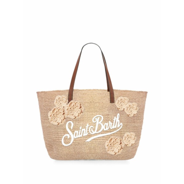 エムシーツーセイントバース レディース ショルダーバッグ バッグ Raffia city floral-appliqu£ shoulder bag Neutrals|asty