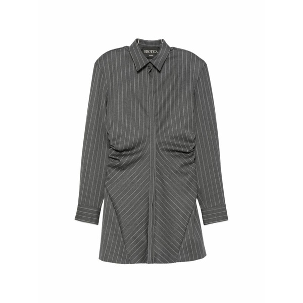 ドンダップ レディース ワンピース トップス Pinstripe-pattern ruched-detailing mini dress Grey|asty