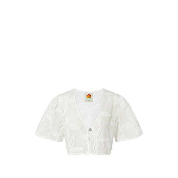ファーム リオ レディース シャツ トップス Embroidered cropped blouse White|asty