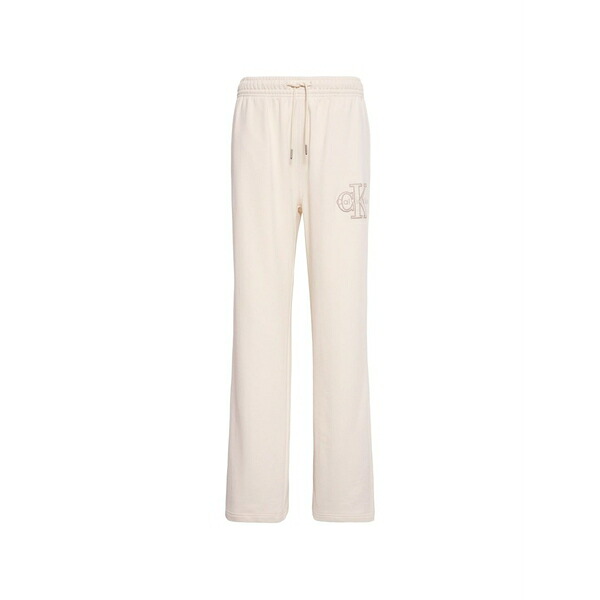 カルバンクライン レディース カジュアルパンツ ボトムス Logo-embroidered drawstring track pants Neutrals｜asty