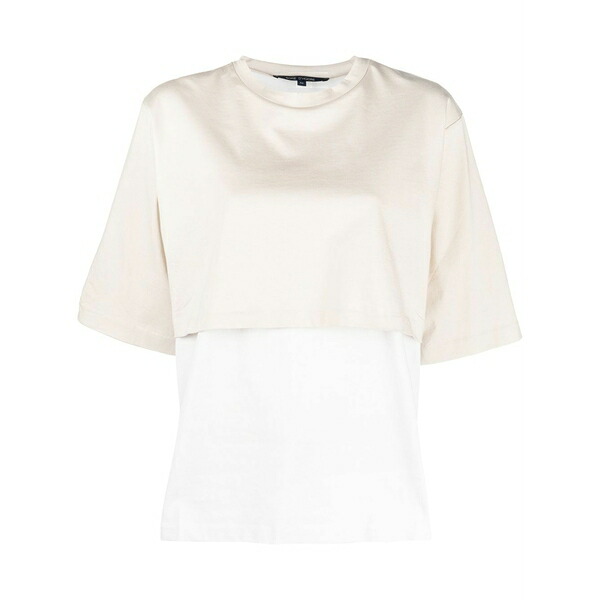 ソフィードール レディース Tシャツ トップス Crew neck short-sleeved layered t-shirt Neutrals|asty