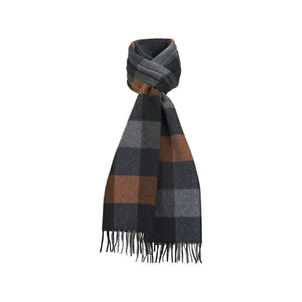 チェルシー インポーツ メンズ マフラー・ストール・スカーフ アクセサリー Checked fringed-trim scarf Black|asty