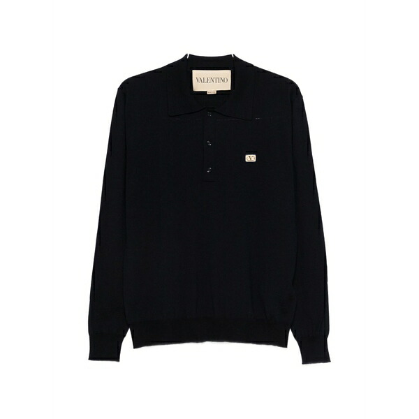 ヴァレンティノ ガラヴァーニ メンズ ポロシャツ トップス Logo-plaque polo shirt Blue｜asty