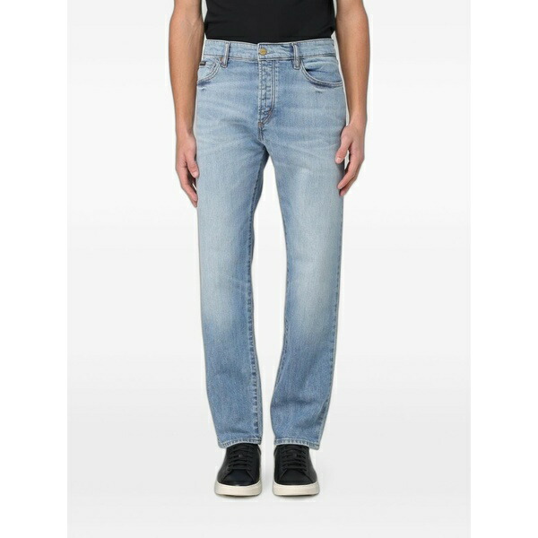 ボス メンズ デニムパンツ ボトムス Logo-patch straight-leg jeans Blue｜asty