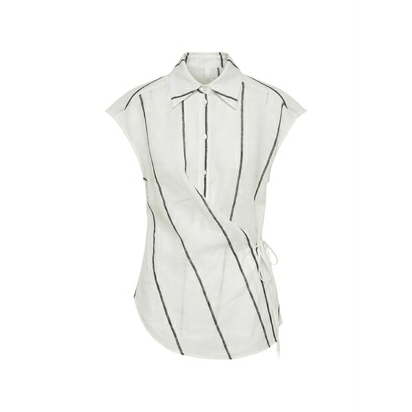 メイメイジェイ レディース シャツ トップス Striped sleeveless wrap shirt White｜asty