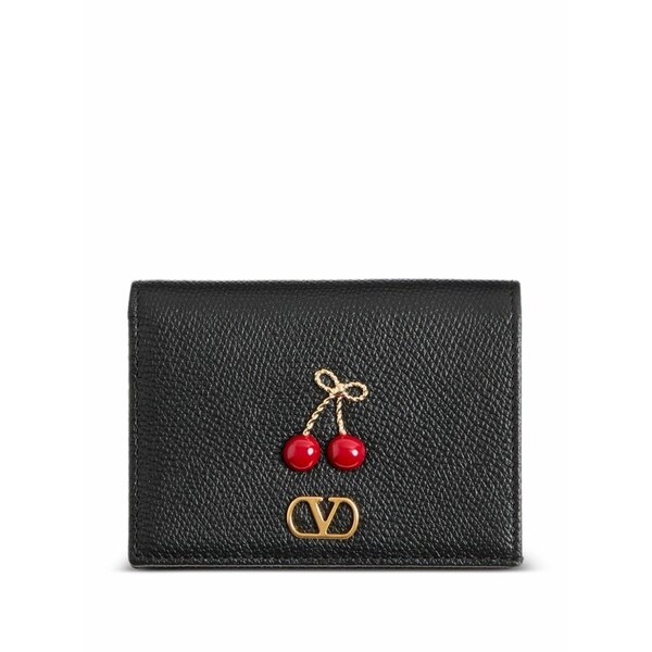 ヴァレンティノ ガラヴァーニ レディース 財布 アクセサリー Cherryfic wallet in grainy calfskin Black｜asty