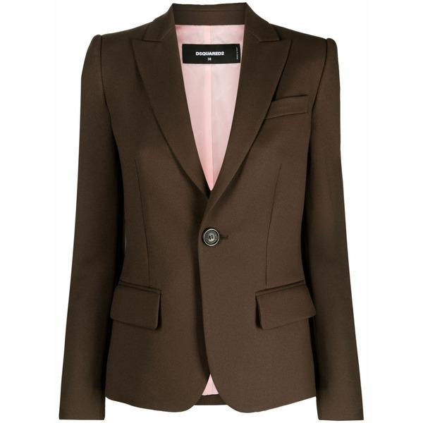 ディースクエアード レディース ジャケット&ブルゾン アウター Single-breasted long-sleeve blazer Brown|asty