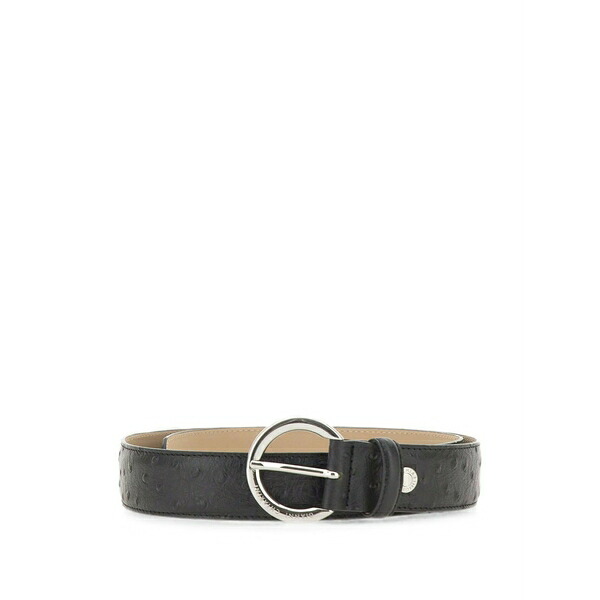 ジャンニ・キアリーニ レディース ベルト アクセサリー Ostrich-effect padded belt Black｜asty