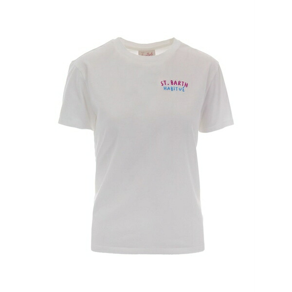 エムシーツーセイントバース レディース Tシャツ トップス Emilie embroidered cotton t-shirt White｜asty