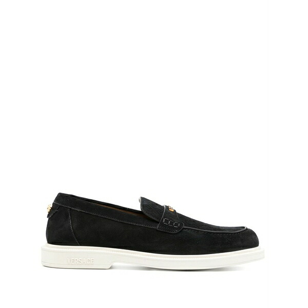 ヴェルサーチ メンズ スリッポン・ローファー シューズ Crosta loafers Black｜asty