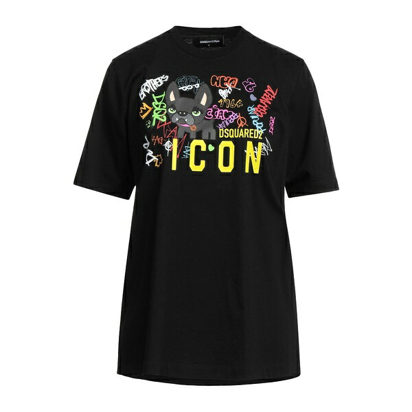 【送料無料】 ディースクエアード レディース Tシャツ トップス T-shirts Black|asty