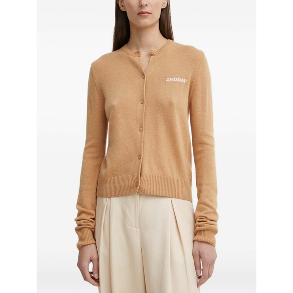デイ・ビルゲール・エ・ミッケルセン レディース ジレー アウター Logo-intarsia cardigan Brown