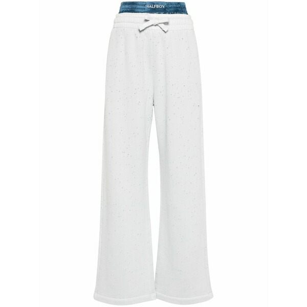 ハーフボーイ レディース カジュアルパンツ ボトムス Layered straight-leg track pants Blue|asty