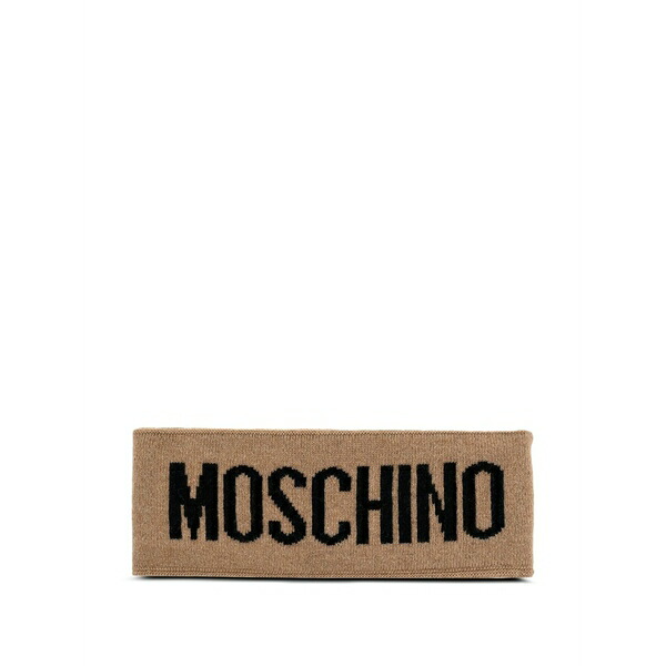 モスキーノ メンズ 帽子 アクセサリー Logo-intarsia headband Brown｜asty