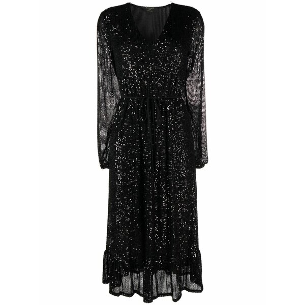ツインセット レディース ワンピース トップス Sequin-embellished fine-ribbed midi dress Black|asty