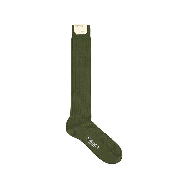 フォルテラ メンズ 靴下 アンダーウェア Ribbed knee-high socks Green|asty