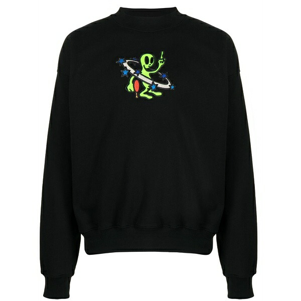 オフホワイト メンズ パーカー・スウェットシャツ アウター Arrow graphic-embroidered sweatshirt Black｜asty