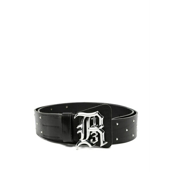 アールサーティーン レディース ベルト アクセサリー Studded logo-buckle belt Black｜asty