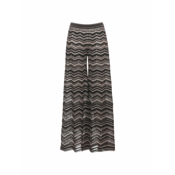 ディー・エクステリア レディース カジュアルパンツ ボトムス Zigzag-knit metallic palazzo pants Brown｜asty