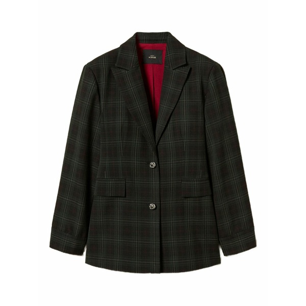 ツインセット レディース ジャケット＆ブルゾン アウター Tartan knot-detail buttons blazer Green｜asty