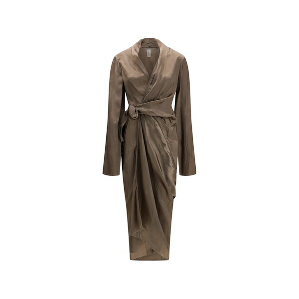 リックオウエンス レディース ワンピース トップス Abito wrap-style dress Brown｜asty