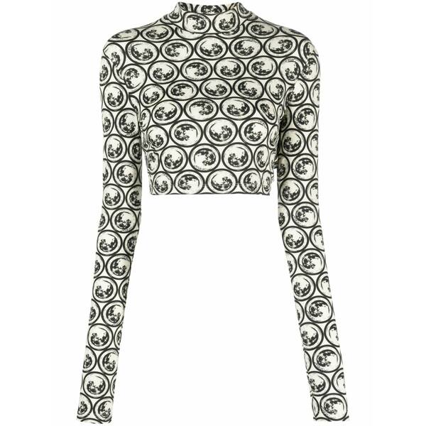 オフホワイト レディース Tシャツ トップス Moon-print cropped top Neutrals|asty