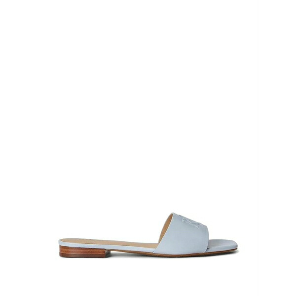 ラルフローレン レディース サンダル シューズ Everley logo-embroidered leather sandals Blue|asty