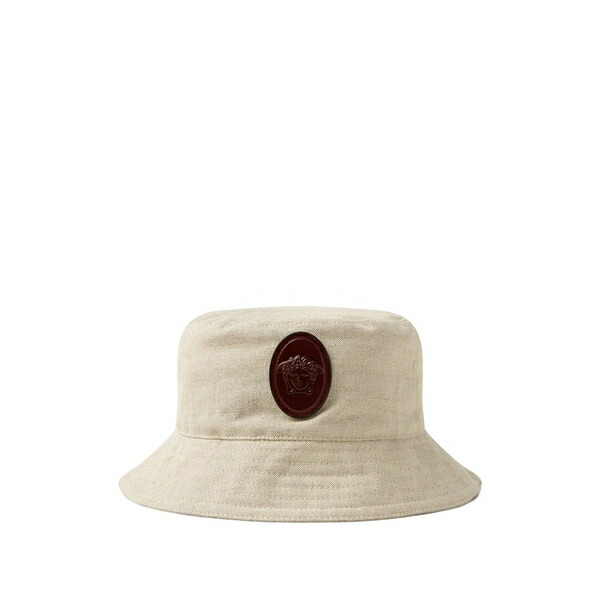 ヴェルサーチ メンズ 帽子 アクセサリー Cotton & linen bucket hat Neutrals|asty