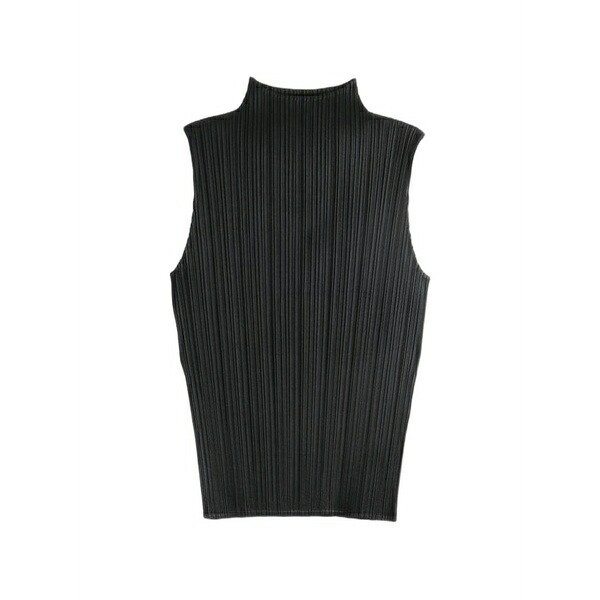 プリーツ プリーズ イッセイ ミヤケ レディース カットソー トップス Pleated high-neck top Black｜asty 57,480円