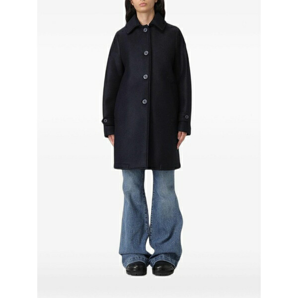 コルマール レディース コート アウター Single-breasted wool-blend coat Blue｜asty