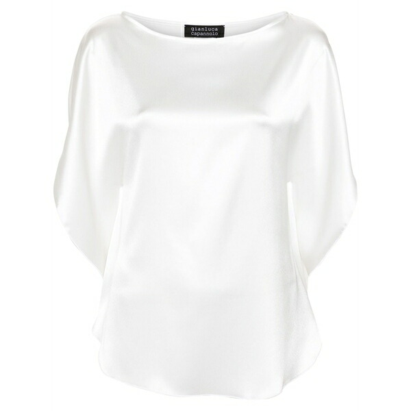 ジャンルカ・カパンノロ レディース シャツ トップス Boat-neck satin blouse White|asty