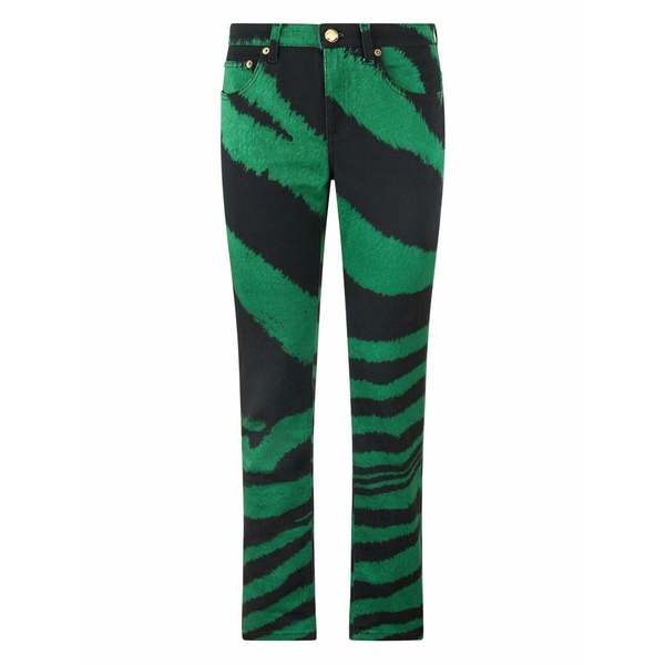 ロベルトカヴァリ レディース デニムパンツ ボトムス Zebra-print jeans Green｜asty