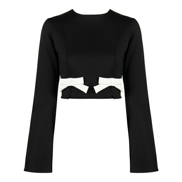 ビクターアンドロルフ レディース Tシャツ トップス Bow-detail cropped top Black|asty