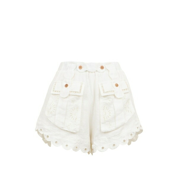 ファーム リオ レディース カジュアルパンツ ボトムス Scalloped embroidered mini shorts White|asty
