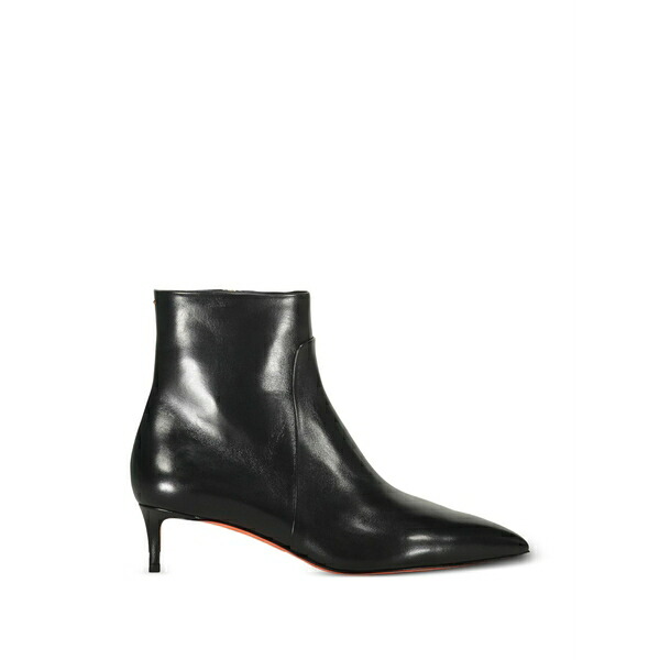 サントーニ レディース ブーツ シューズ Pointed-toe leather ankle boots Black｜asty