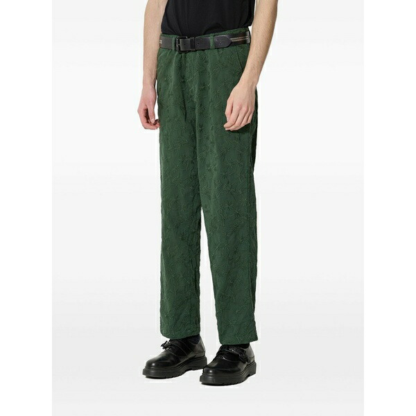 コリドール メンズ カジュアルパンツ ボトムス Floral embroidered cotton trousers Green｜asty