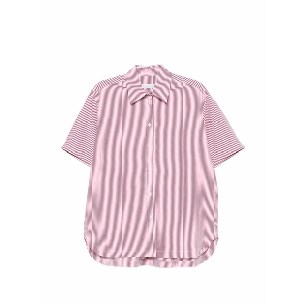 マニュエル リッツ レディース シャツ トップス Striped short-sleeve shirt Red｜asty