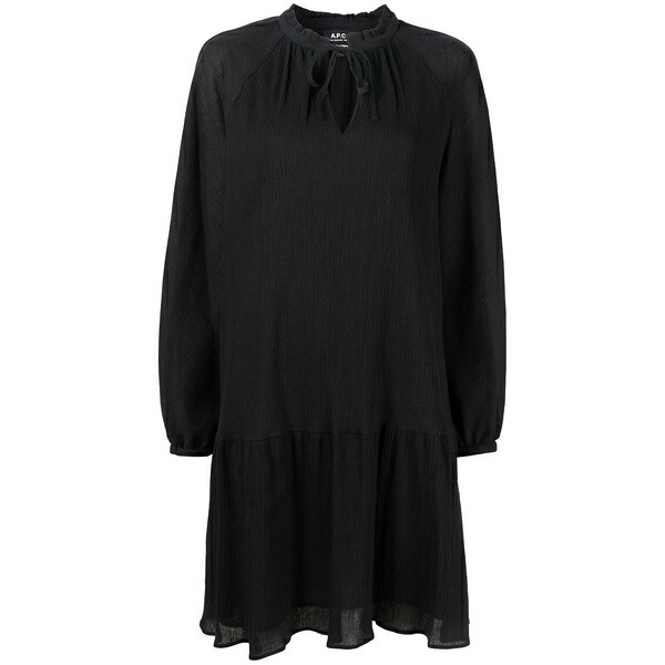 アーペーセー レディース ワンピース トップス Gathered-tie fastening short dress Black｜asty