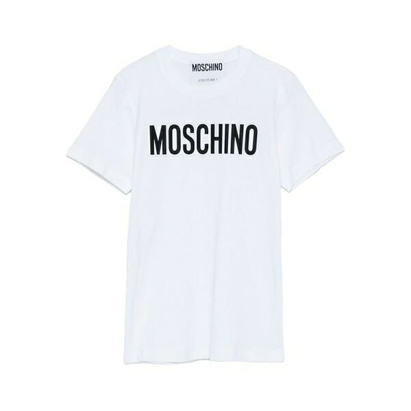 モスキーノ レディース Tシャツ トップス Logo-print cotton t-shirt White｜asty