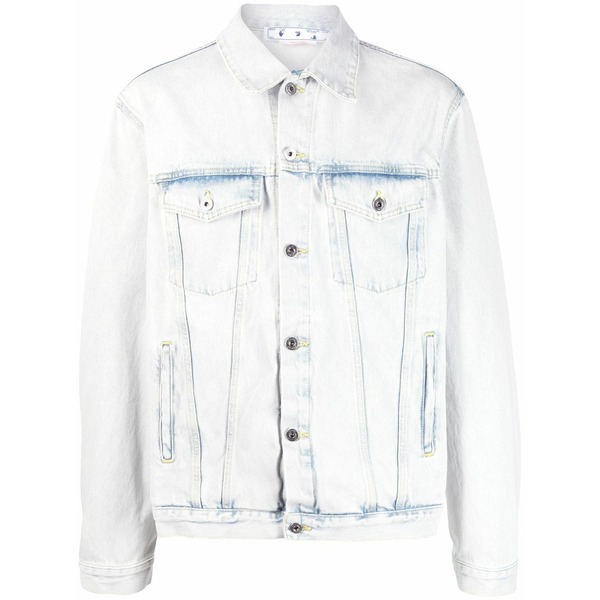 オフホワイト メンズ ジャケット&ブルゾン アウター Skate bleached-effect denim jacket Blue|asty