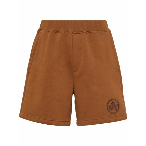 ディースクエアード メンズ カジュアルパンツ ボトムス Logo-appliqu£ cotton track shorts Brown|asty