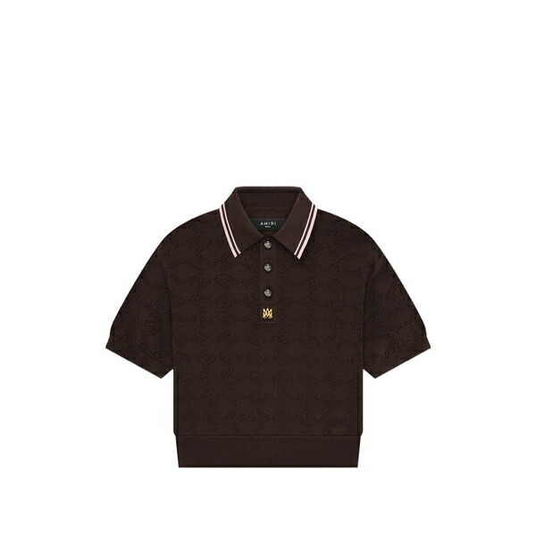 アミリ レディース ポロシャツ トップス Ma quad monogram-pattern polo shirt Brown｜asty
