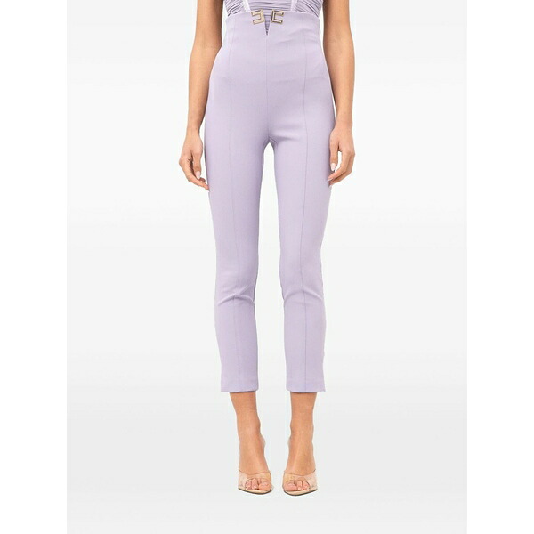 エリザベスフランキ レディース カジュアルパンツ ボトムス Logo cropped trousers Purple｜asty