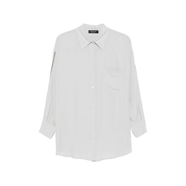 ファビアナ フィリッピ レディース シャツ トップス Chain-embellished long-sleeve shirt Grey|asty