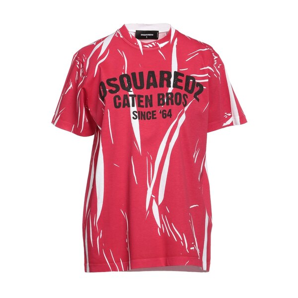 【送料無料】 ディースクエアード レディース Tシャツ トップス T-shirts Red|asty