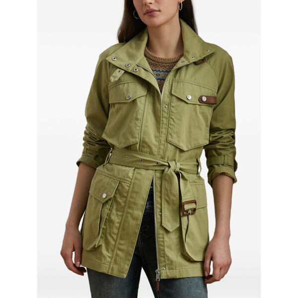 ラルフローレン レディース 上衣＆上衣 アウター Belted multi-pocket jacket Green